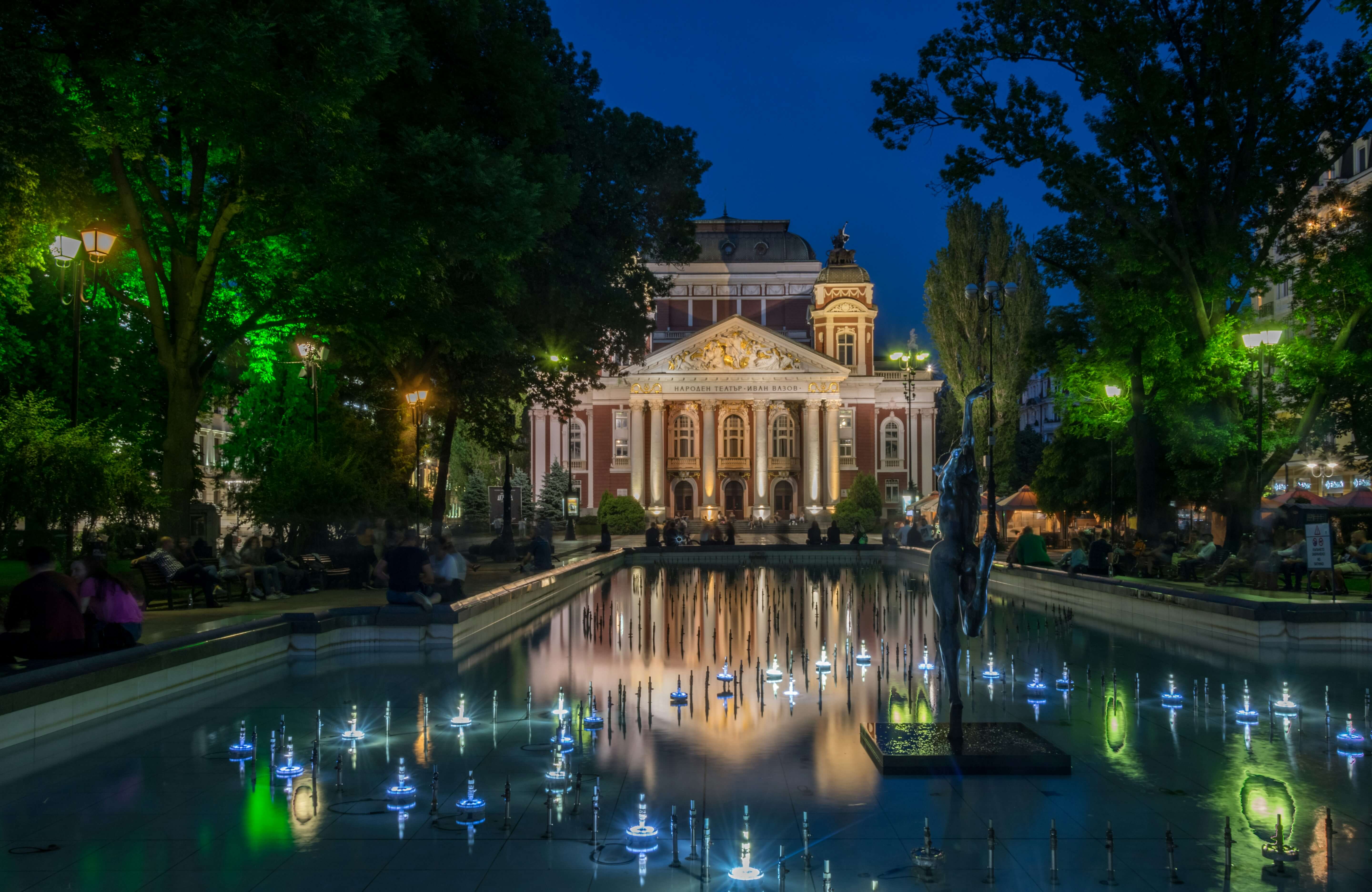 The Ivan Vazov National Theatre at night